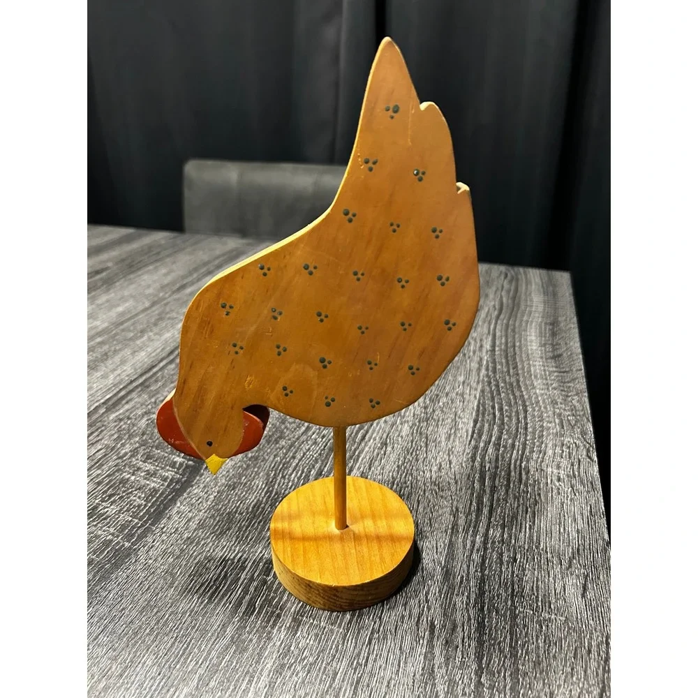 Vintage Hand-Painted Wooden Chicken & Swan Primitive‎ Folk Art Figurines Farm